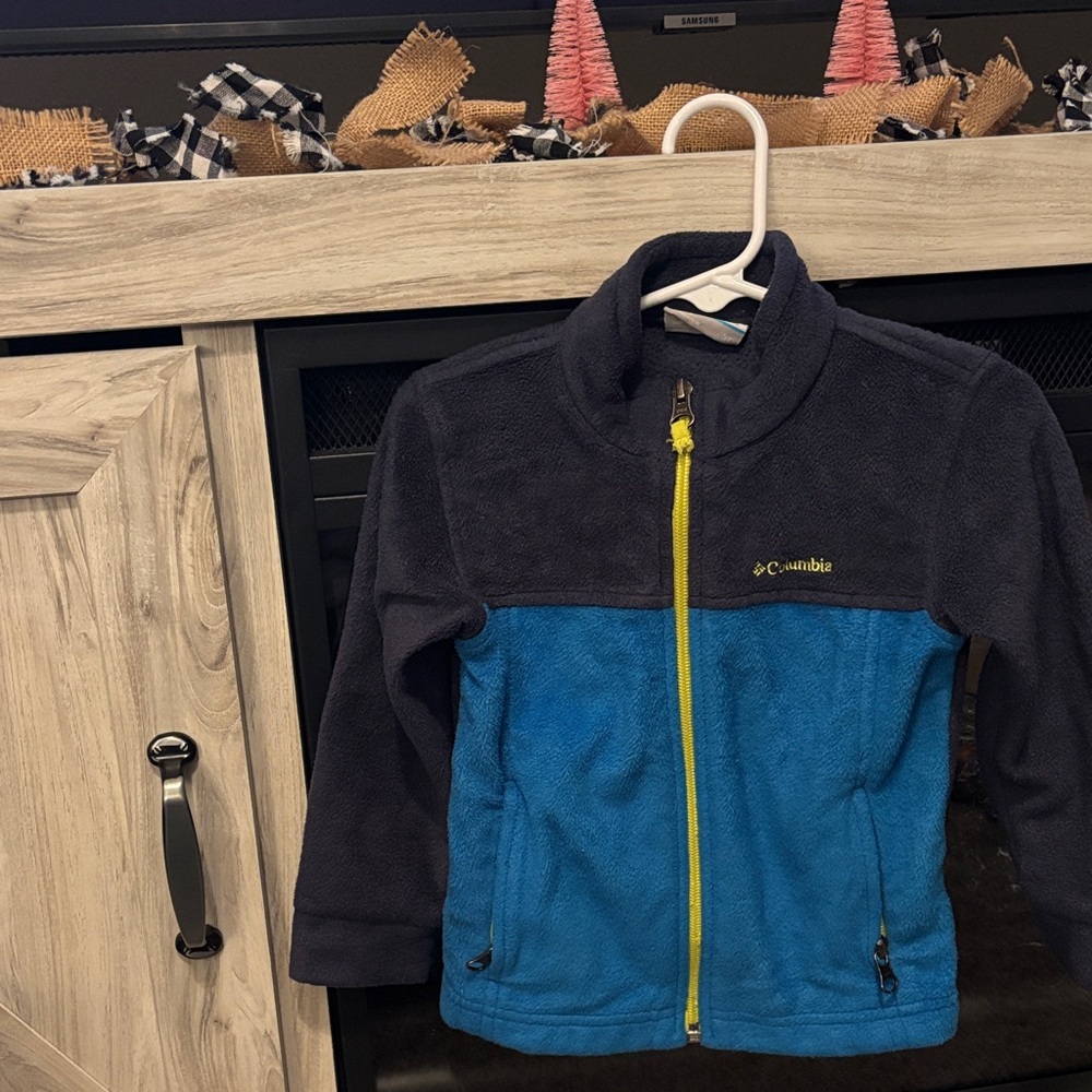 Columbia Blue and Gray Fleece Jacket with Yellow Zipper
